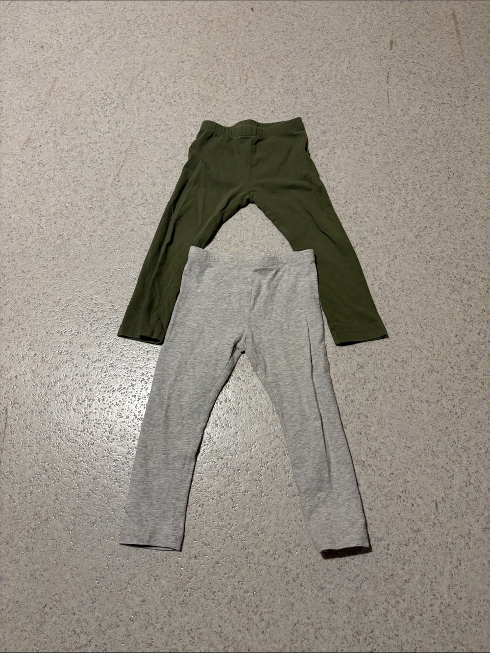 Old Navy Olive Green & Heather Gray Kids Leggings Set